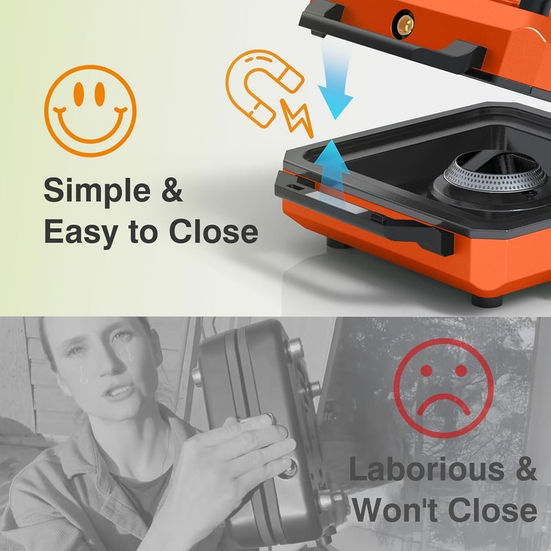 ODSD 2 Burner Camping Stove with Windshield, 20000 BTU Propane Camp Stove, Portable Folding Gas Stove, Camping Essentials Gear Includes Frying Pan, Coffee Stand & Carry Bag, Orange - Image 3